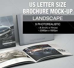 逼真的商业手册展示模型(信纸大小)：US Letter Size Brochure Mock-up